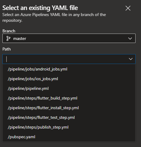 YAML file selection for a build pipeline in Azure\u00a0DevOps