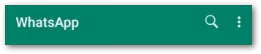 Screenshot of the WhatsApp app bar including a title, a search button, and a menu\u00a0button