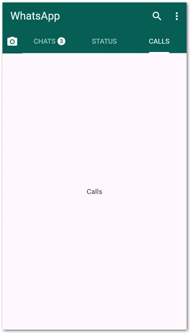 Screenshot of the demo app after adding a row below the app bar with an action icon and a tab bar widget with 3 tabs and a notification counter