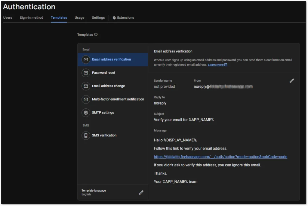 Firebase Authentication email templates for different processes like email verification or password\u00a0reset