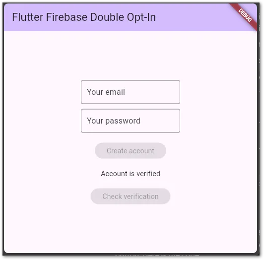 Flutter web app to trigger verification of an account with Firebase Authentication