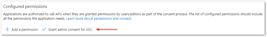 Click on Grant admin consent for [org] to allow all users in your organization to authenticate