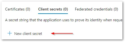 Click the button to create a new client secret
