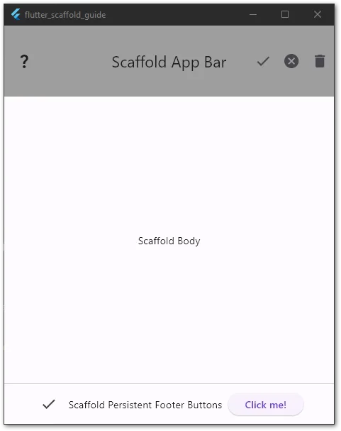 An example of persistent footer buttons in a Scaffold widget of a Flutter application