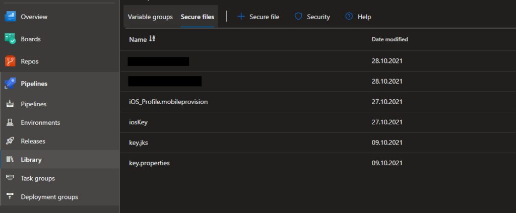 Secure file storage in Azure DevOps