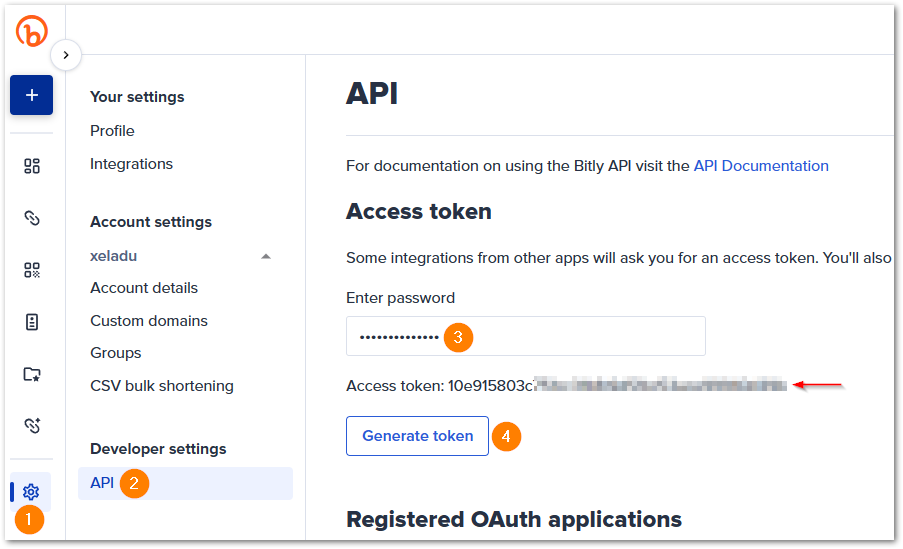 How to create an access token in your bitly account dashboard