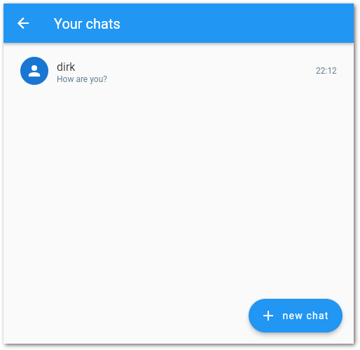 Overview of created chats in the Flutter Firebase Chat app