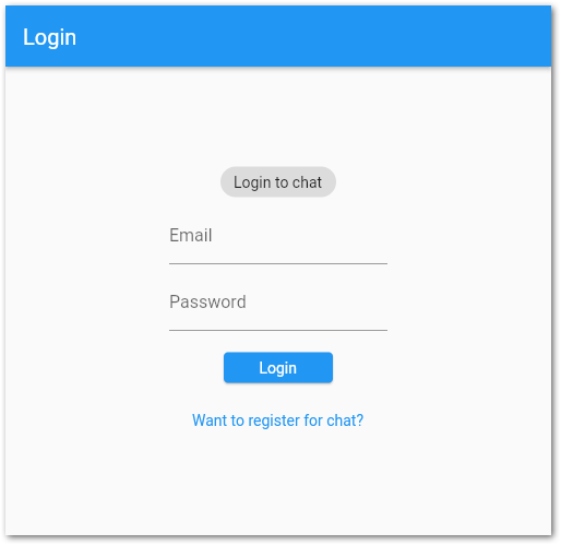 View to log in an existing user with Firebase Authentication in the messaging system.