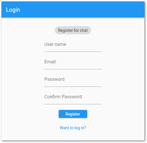 View to register a new user with Firebase Authentication in the messaging system.