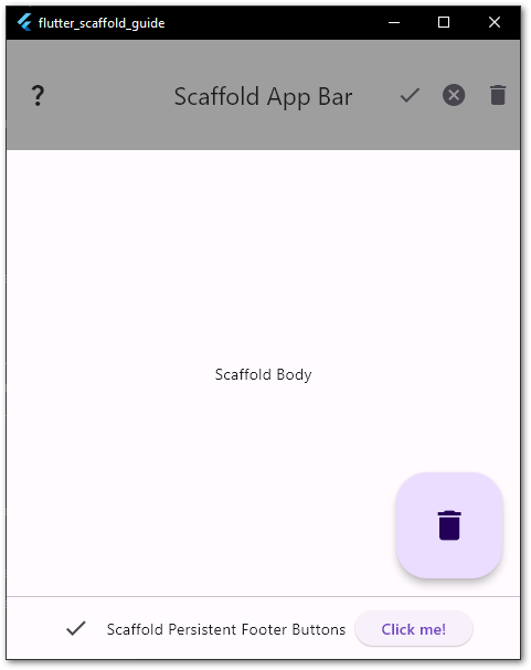 An example of a FloatingActionButton in a Scaffold widget of a Flutter application