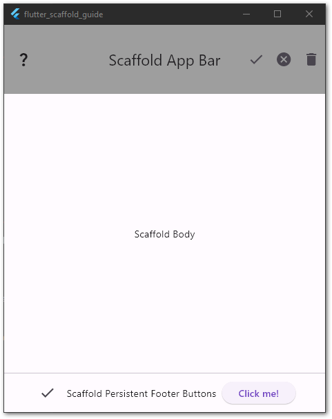 An example of persistent footer buttons in a Scaffold widget of a Flutter application