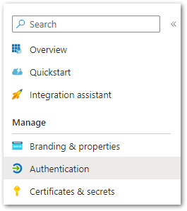 Open the Authentication menu to create a platform configuration