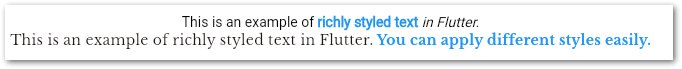 Flutter RichText vs Text.rich output with styling. RichText does not use the default text theme font while Text.rich does.