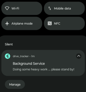 Screenshot of the Android notification for an app running in the background