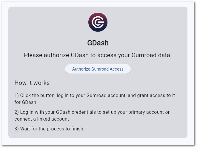 Connect GDash with your Gumroad account