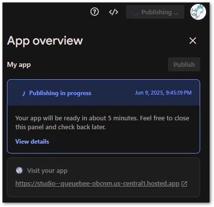 Firebase Studio App Publishing Workflow