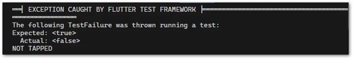 The onTap event in the widget test did not work as expected